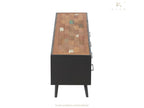 Artvivrestore meuble TV en bois de bateau recyclé et métal noir - 1 niche - 4 tiroirs - Style Industriel - L208 11947DJCW