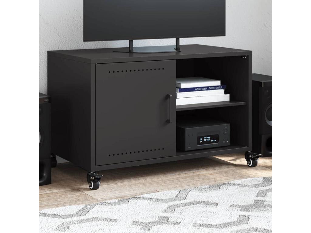 Meuble TV noir 68x39x43,5 cm acier 86298JDDK