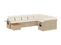 Salon de jardin avec coussins 10 pcs beige résine tressée 30112NPFZ