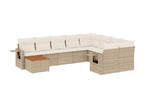 Salon de jardin avec coussins 10 pcs beige résine tressée 30112NPFZ