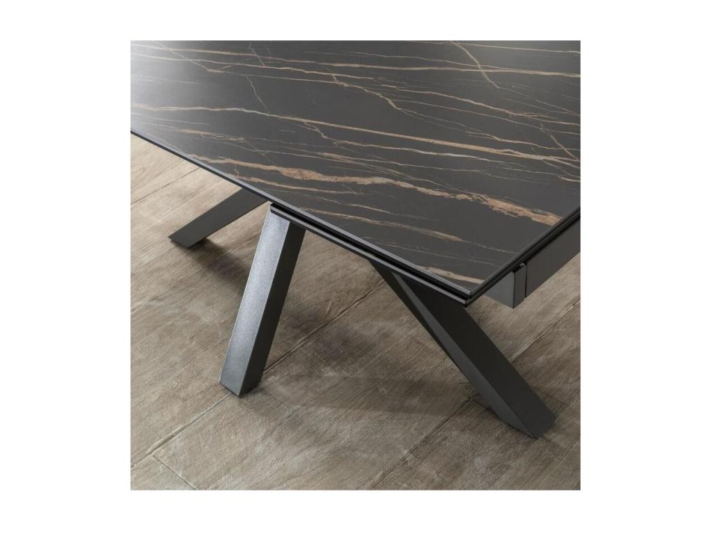 Table extensible de 160cm à 240cm plateau moderne en céramique sur verre trempé Nidchicshop 93667CBYE