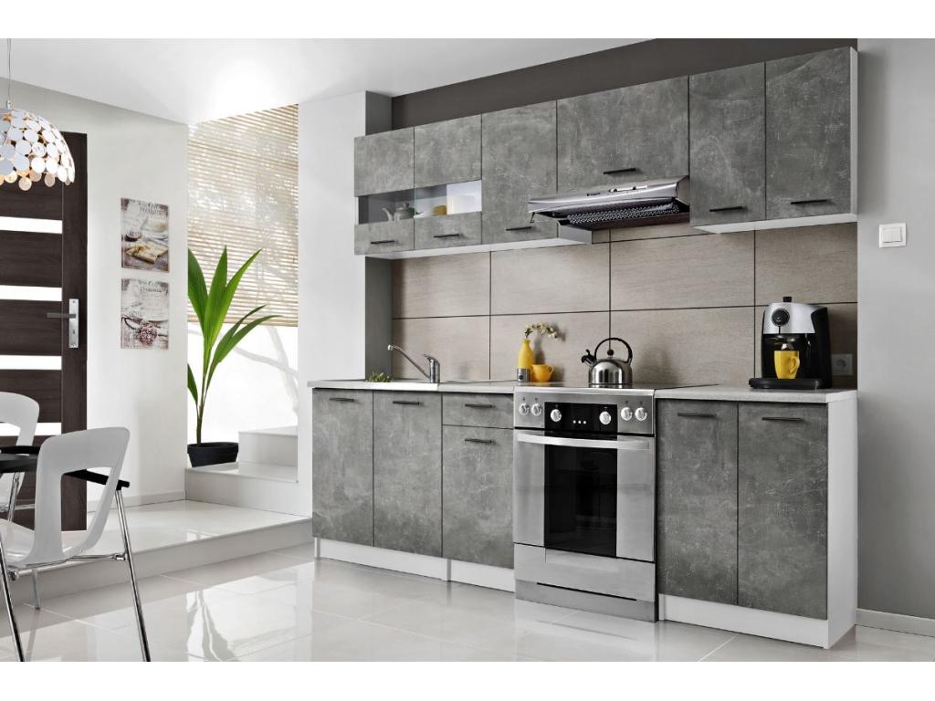 Cuisine Artvivrestore 7 éléments - finition bas BETON haut BETON 240 cm 86653MGLD