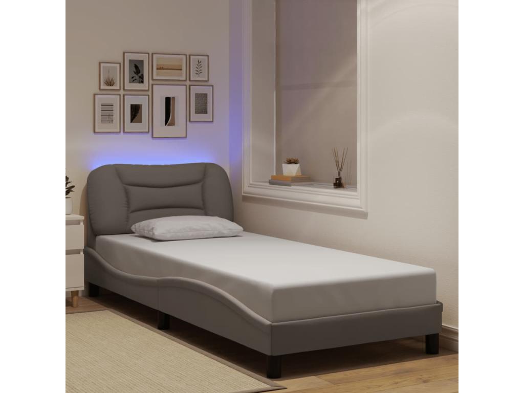 Cadre de lit avec LED sans matelas Nidchicshop 80x200 cm tissu 99060HTUT
