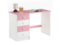 Bureau Nidchicshop pour enfant ou adulte multi rangements avec 4 tiroirs en pin massif lasuré blanc et rose 84284UGQK