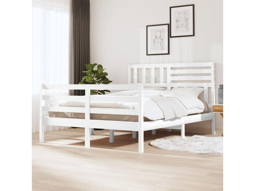 Cadre de lit Blanc Bois massif 150x200 cm Très grand 12104OJTK