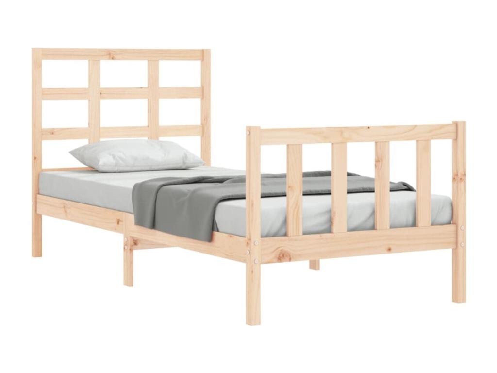 Cadre de lit avec tête de lit 90x200 cm bois massif 20494NOGR