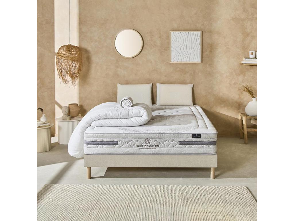 Artvivrestore - Pack Prêt à dormir Artvivrestore 90x200 cm - Matelas Ressorts ensachés Sommier Accessoires 25494RVJZ