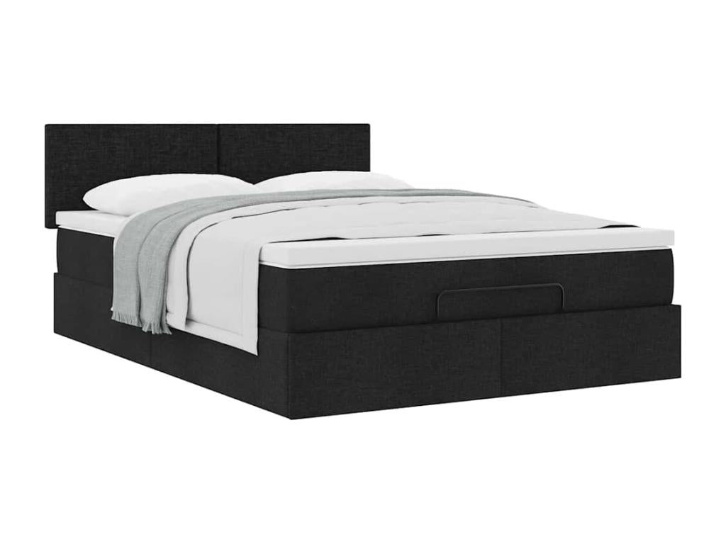 Cadre de lit Nidchicshop avec matelas noir 140x200 cm tissu 86842GTXD