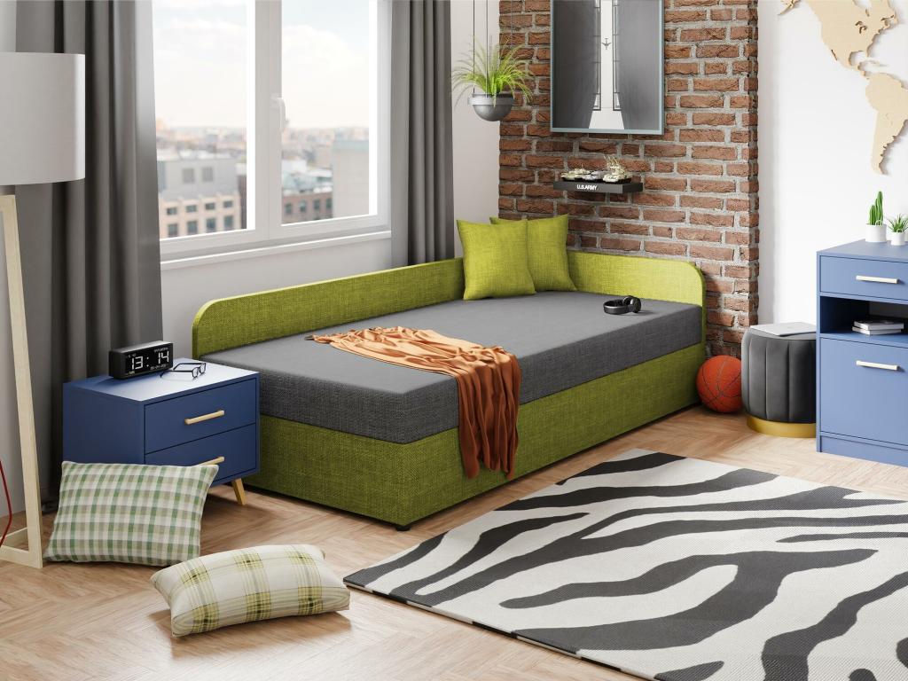 Lit Nidchicshop 128 Unique Vert 90x200 Tapisserie Sommier à Nidchicshop 95x205x60cm 63844XTYT