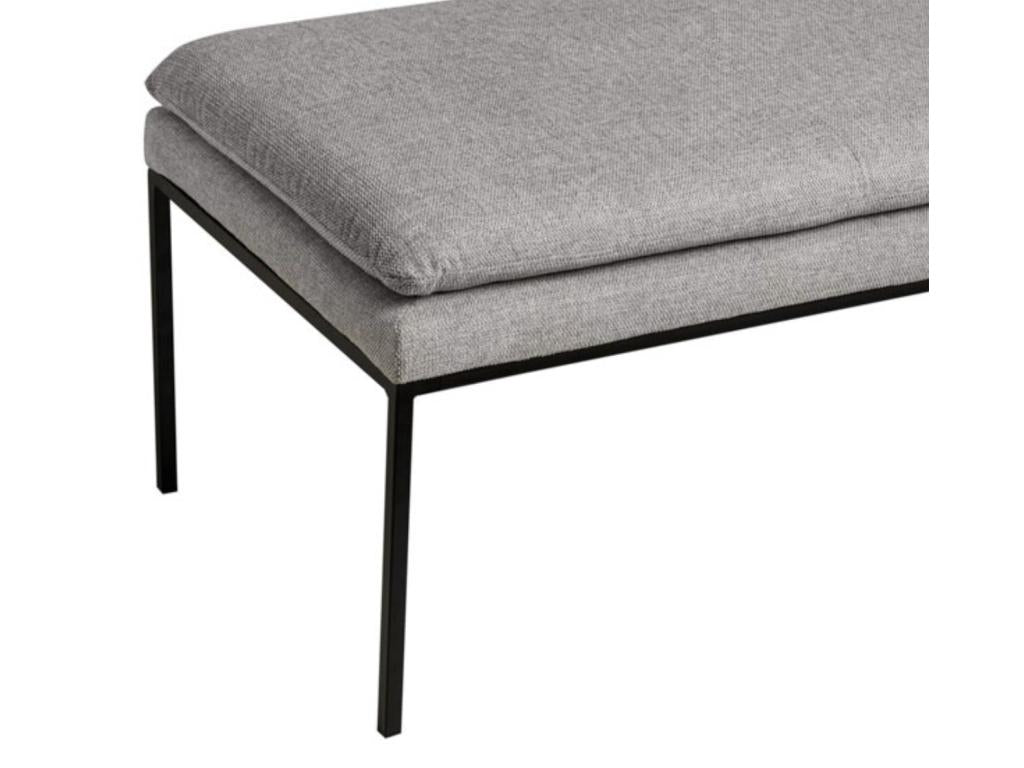 Banc design en tissu et pieds en métal noir Calmetop-Couleur Gris 53994AVAT