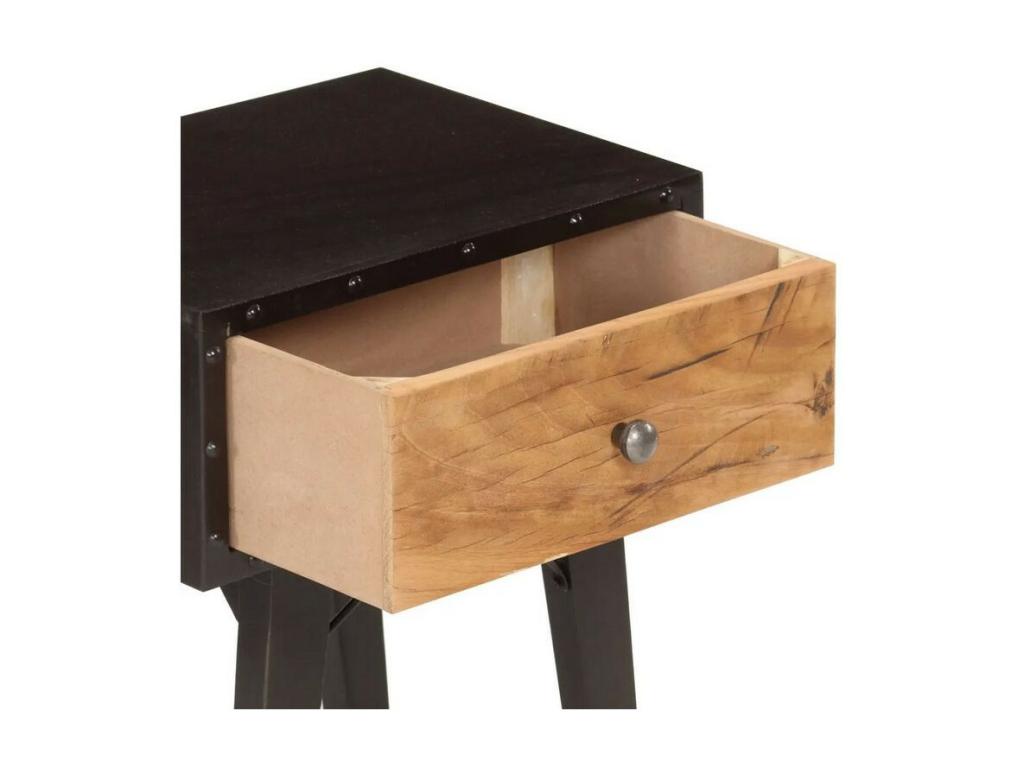 Table de chevet bois de récupération foncé noir Nidchicshop 40425FKHM