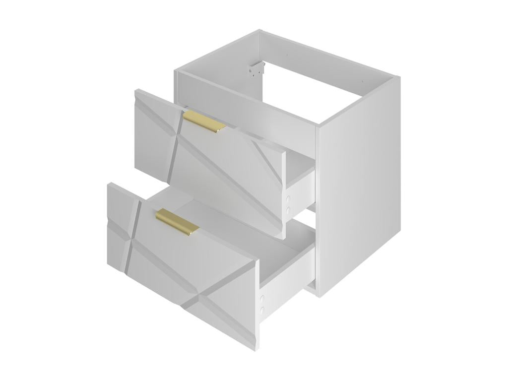 Meuble simple vasque 80cm 2 niches Calmetop Blanc et Bois 31027AHHO