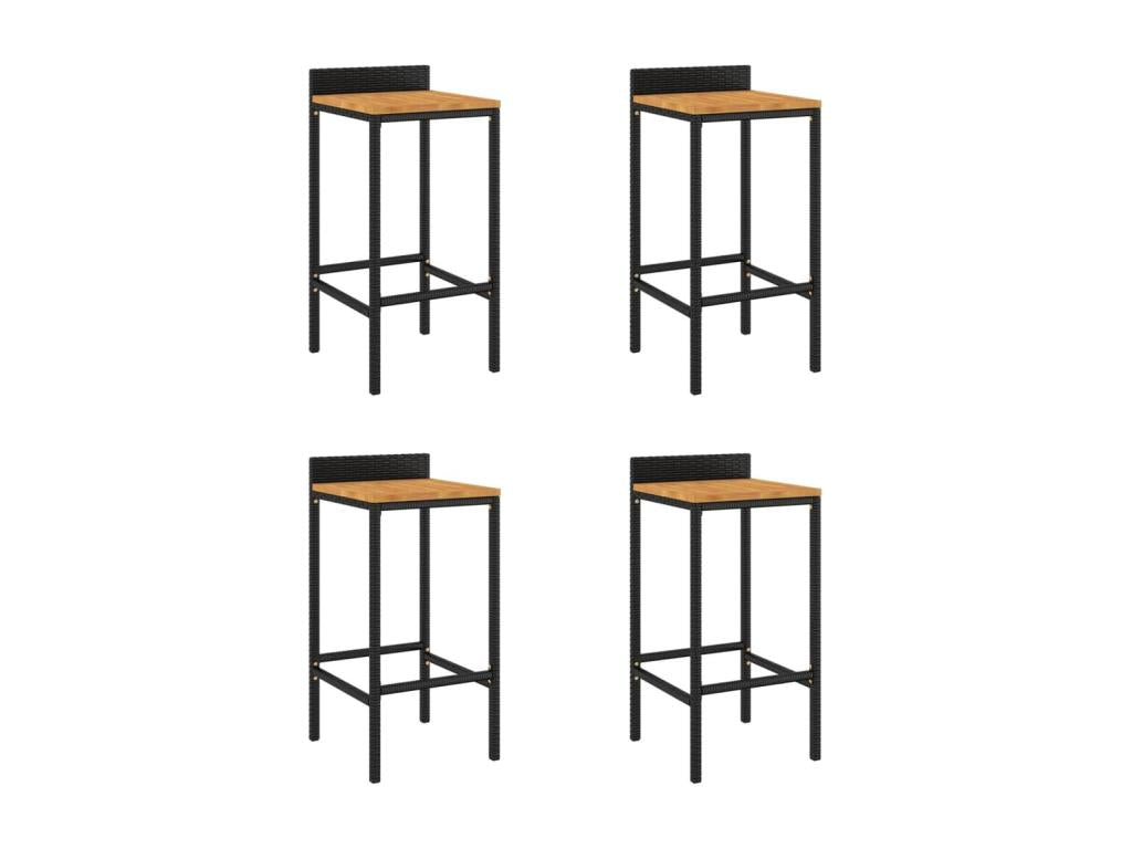 Tabourets de bar 4 pcs noir résine tressée et bois d'Calmetop 31855RTXC