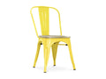 Chaise industrielle en acier brillant et assise en bois massif naturel Calmetop-Couleur Jaune 15542YTUH