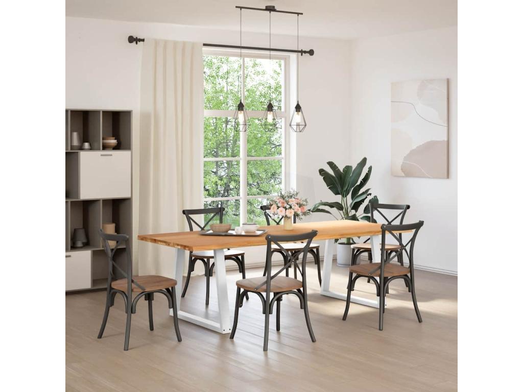 Table à manger avec bord naturel 240x100x74cm bois massif chêne 49989RAFI