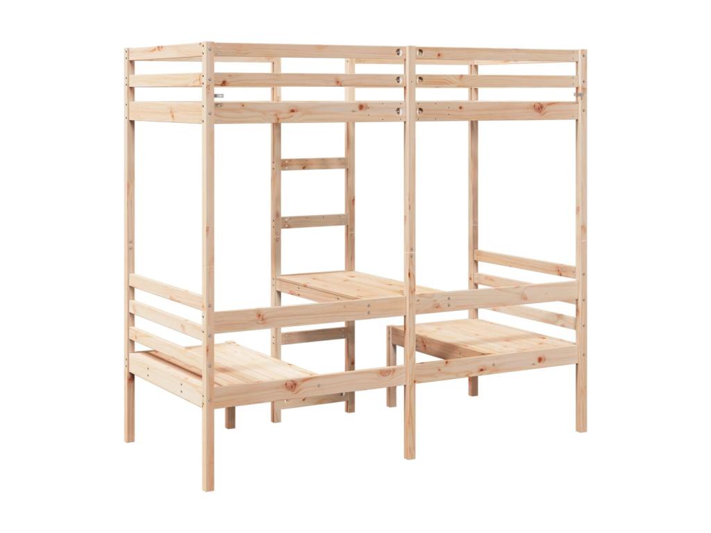 Lit mezzanine avec bureau et chaises 80x200 cm pin massif 61697FCEX