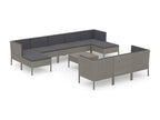 Salon de jardin 11 pièces avec coussins Résine tressée Gris 47385GQSD