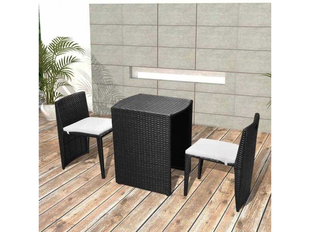 Mobilier de Artvivrestore 3 pièces avec coussins Résine tressée Noir 89308LCJR