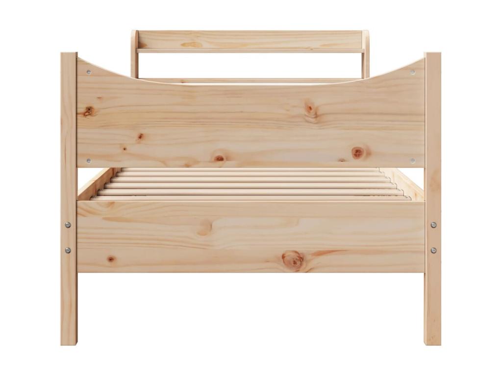 Cadre de lit avec tête de lit 75x190 cm bois de pin massif 73147KNMI