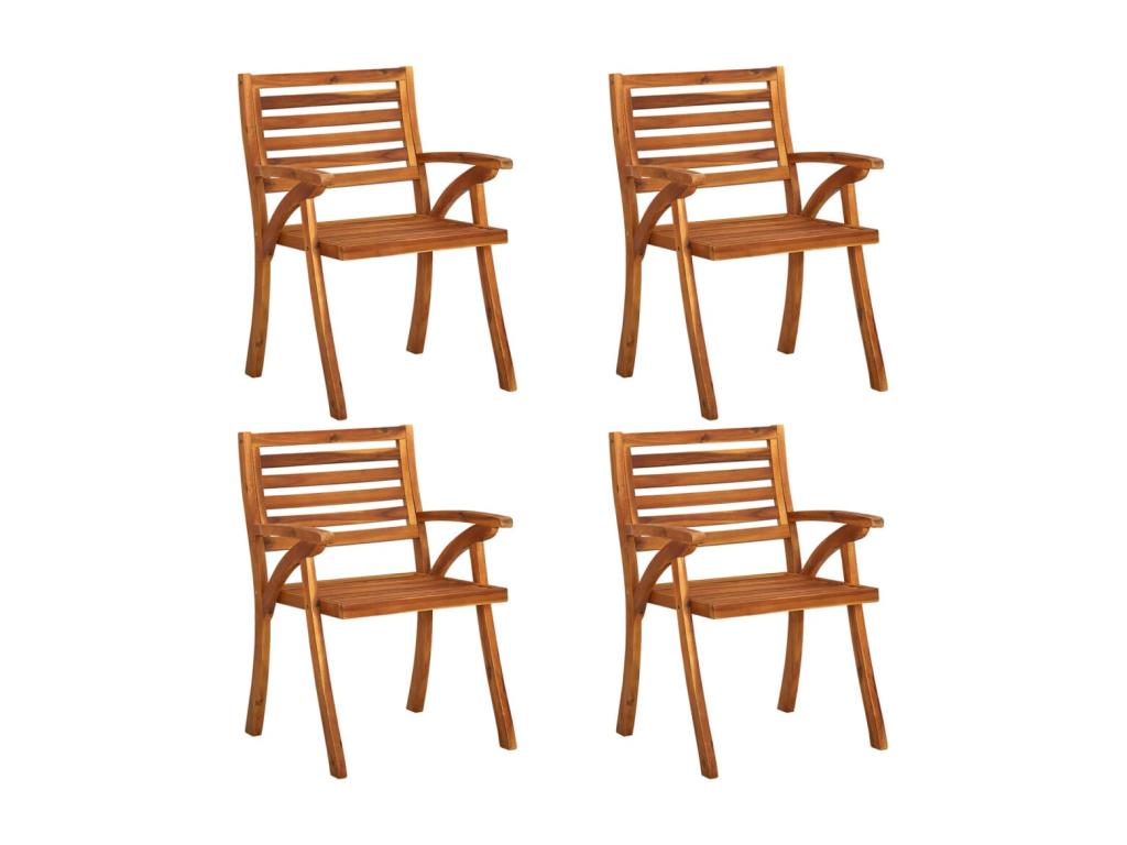 Chaises de jardin avec coussins lot de 4 Bois de teck solide 15547VNYN