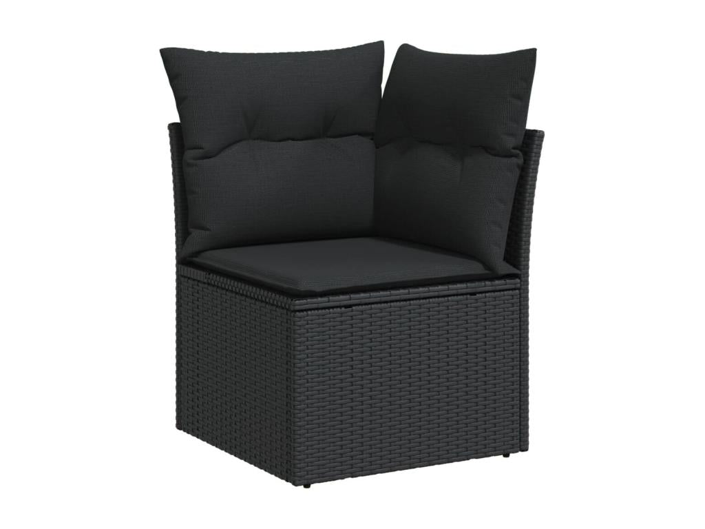 Salon de jardin 8 pcs avec coussins noir résine tressée 79174FUCR