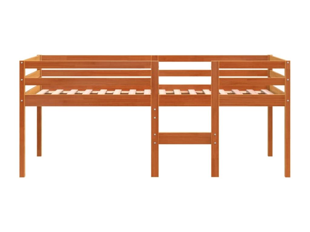 Lit haut cire marron 90x190 cm bois de pin massif 48341VIAC