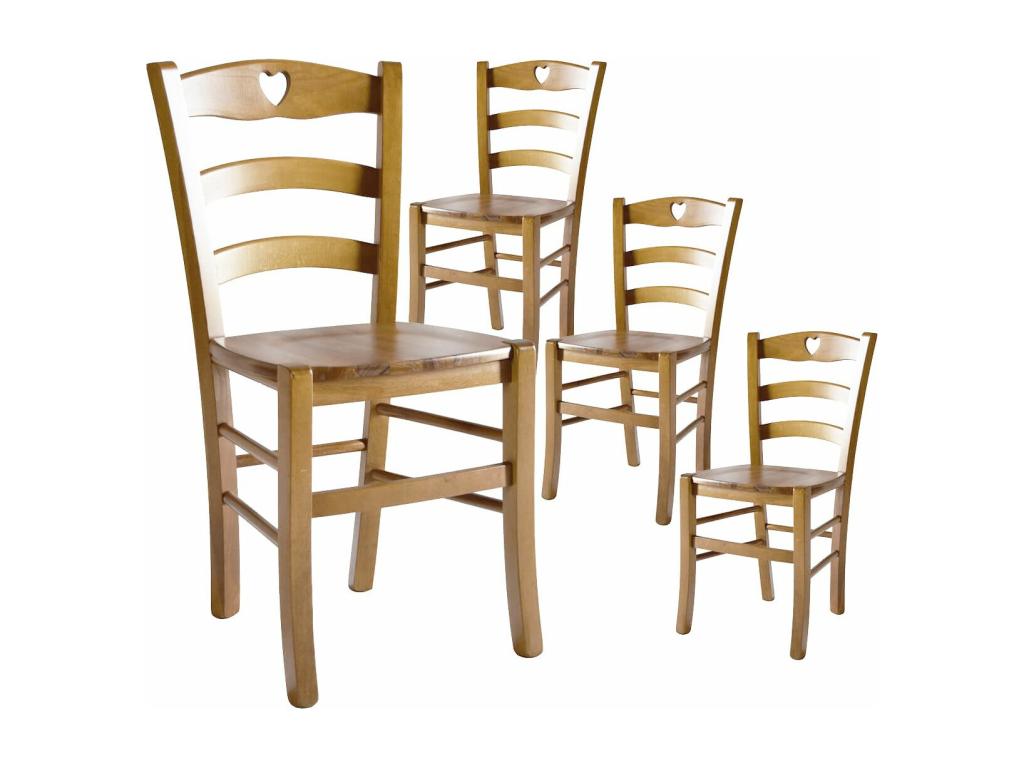 Calmetop - Lot de 4 Chaises Teinté Chêne et Assises en Bois 36585LFOJ