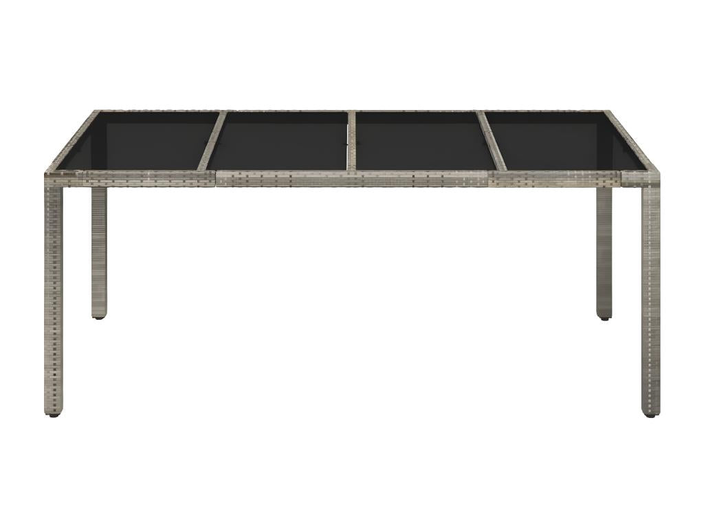 Table de jardin dessus en verre Gris 190x90x75cm Résine tressée 63302QKGH