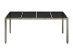 Table de jardin dessus en verre Gris 190x90x75cm Résine tressée 63302QKGH