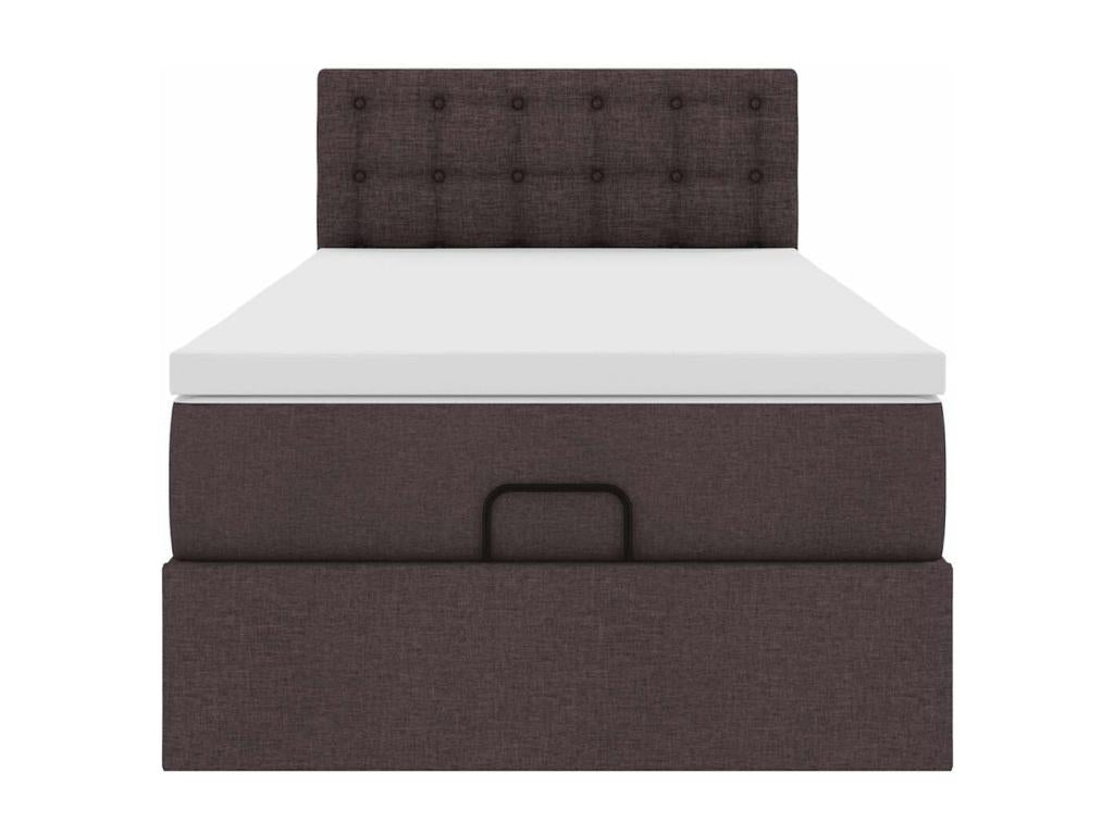 Cadre de lit Nidchicshop avec matelas marron foncé 100x200 cm tissu 90701OFQQ