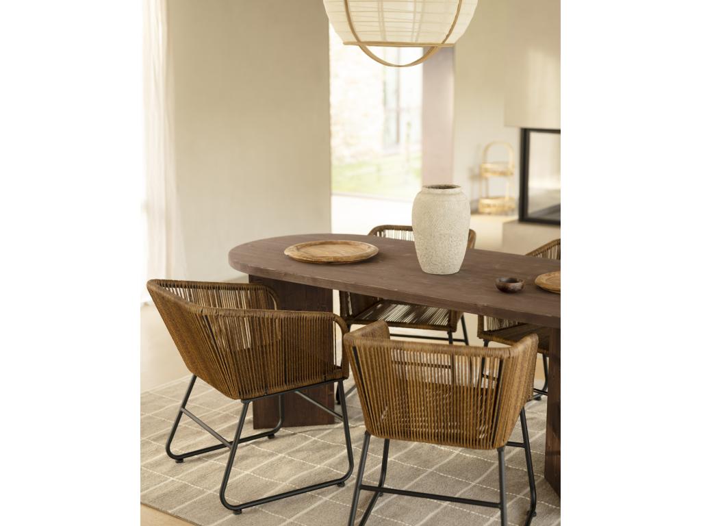 Table à manger en bois de sapin marron 180x75cm - Calmetop 67882TJIG