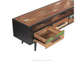 Artvivrestore meuble TV en bois de bateau recyclé et métal noir - 1 niche - 4 tiroirs - Style Industriel - L208 11947DJCW