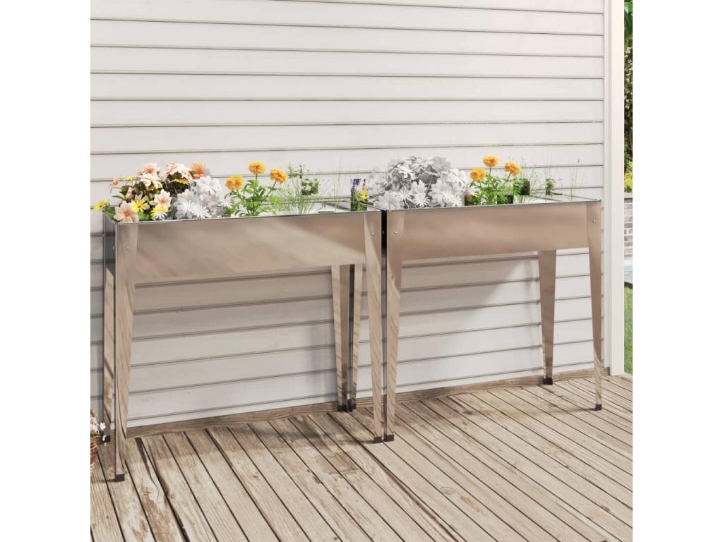 Jardinières 2 pièces Acier galvanisé 07436ZQSM