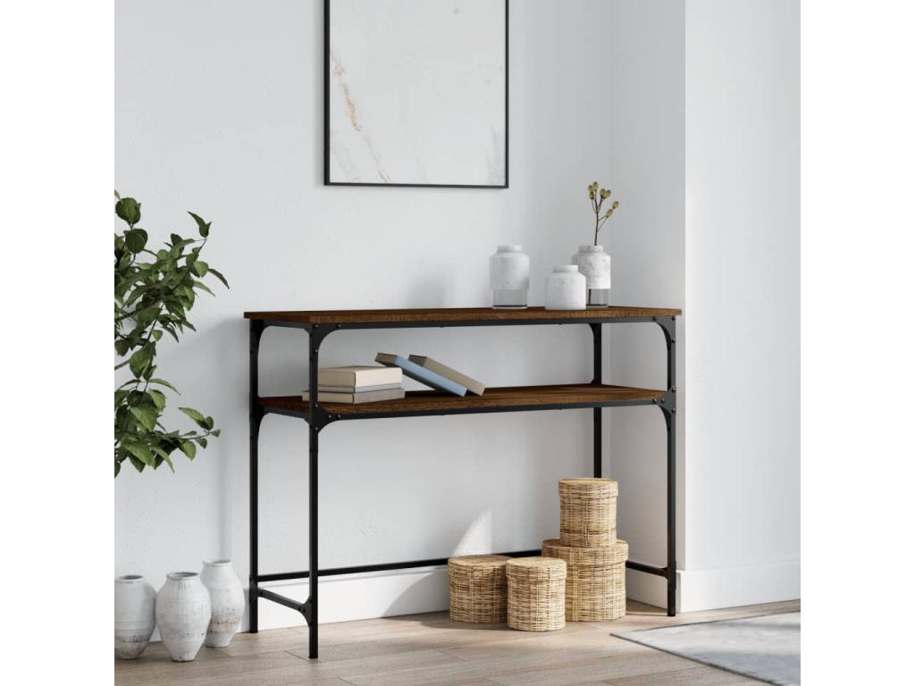 Table console chêne marron 100x35.5x75 bois d'ingénierie 42071YCGA