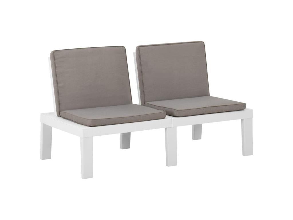 Banc de salon de jardin avec coussin Plastique Blanc 58876RPUB