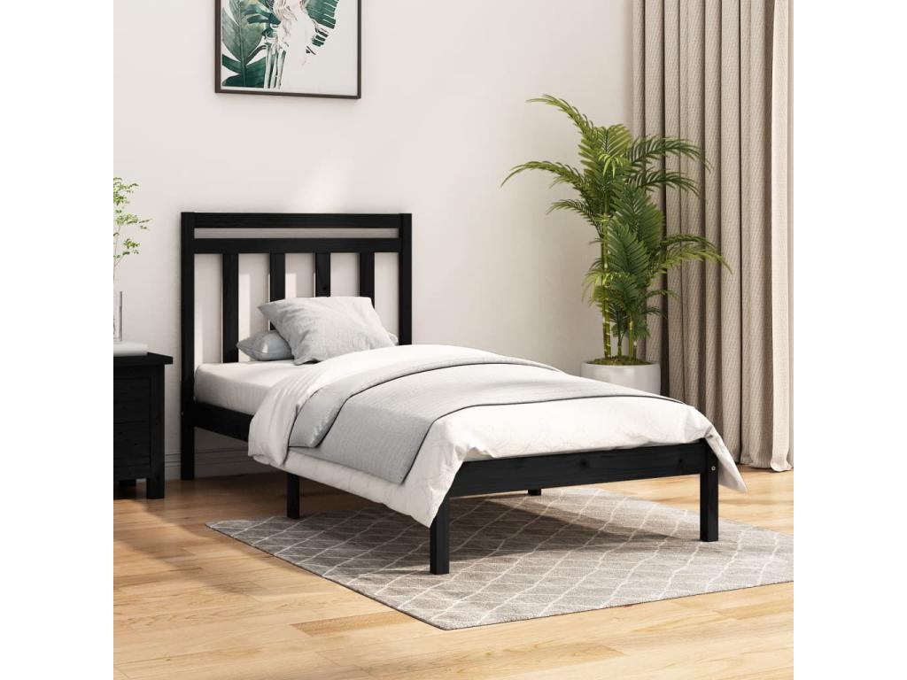 Cadre de lit Noir Bois massif 100x200 cm 08236VTWO