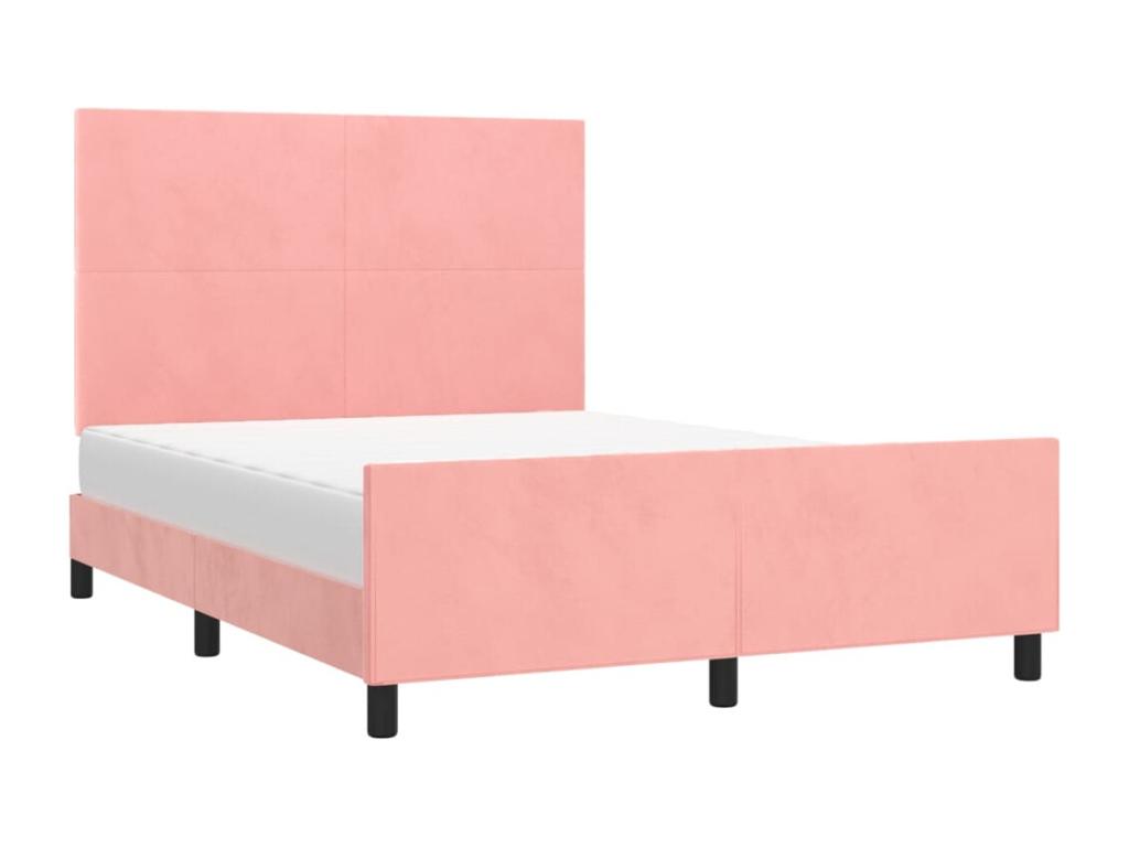 Cadre de lit avec tête de lit Rose 140x200 cm Velours 14842YAGT