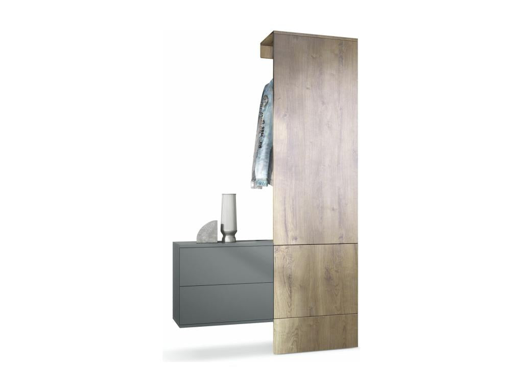 Vestiaire Gris Et Aspect Chêne Nidchicshop lxhxp 105x193x35 81301DPFQ