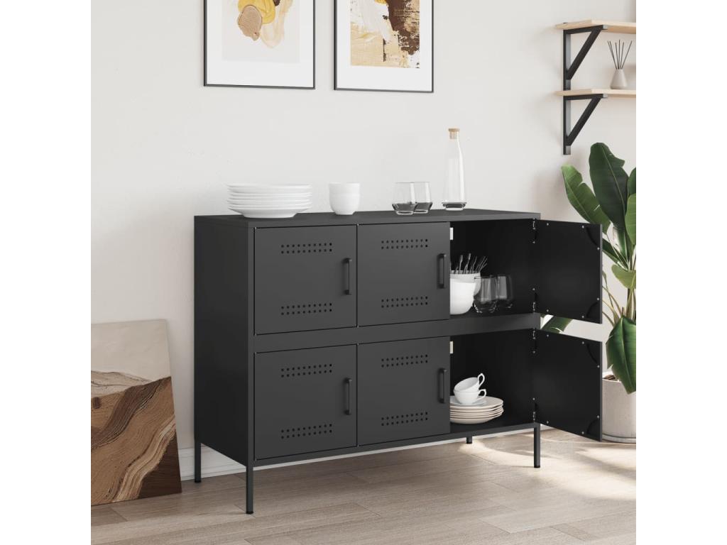 Buffet noir 100,5x39x79 cm acier 17041LMAI