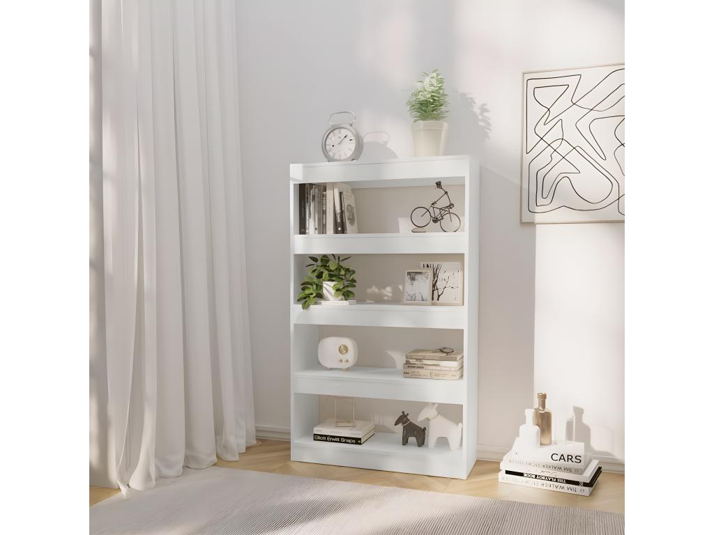 Bibliothèque/Séparateur de pièce Blanc brillant 80x30x135 cm 55107AONS