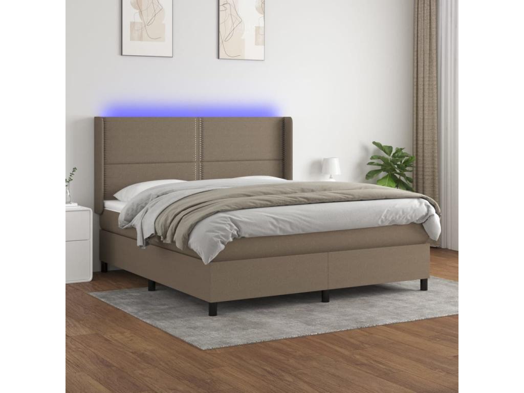 Sommier tapissier avec matelas et LED Nidchicshop 160x200 cm Tissu 58686FZID