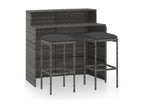 Ensemble de bar de jardin avec coussins 3 pcs Gris 39958WJVS