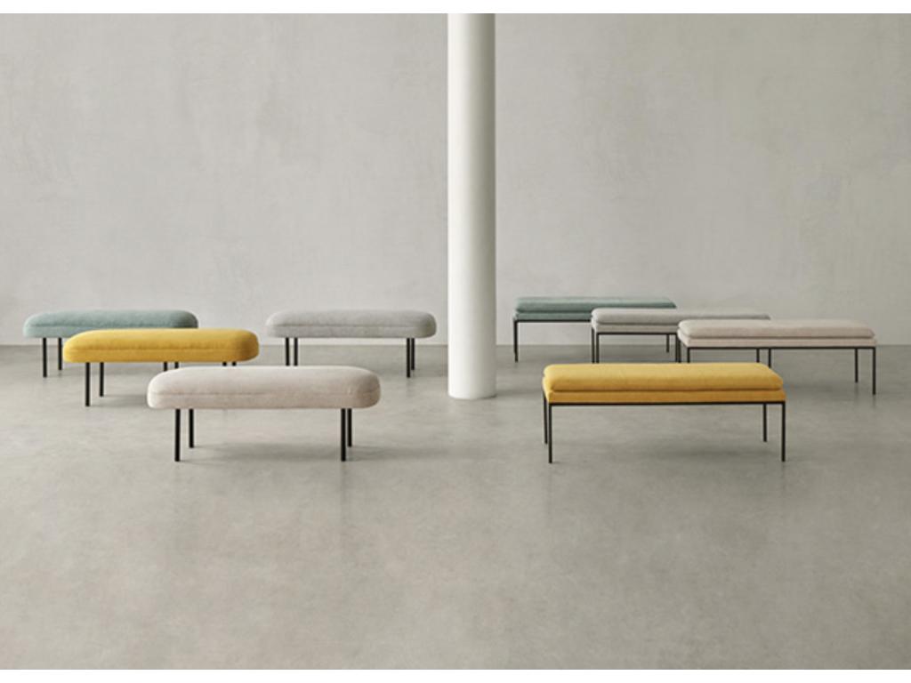 Banc design en tissu et pieds en métal noir Calmetop-Couleur Gris 53994AVAT