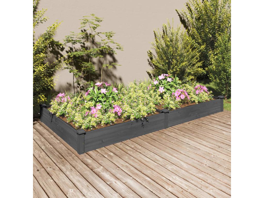 Lit surélevé de jardin doublure 240x120x25 cm bois massif sapin 92807MIGP