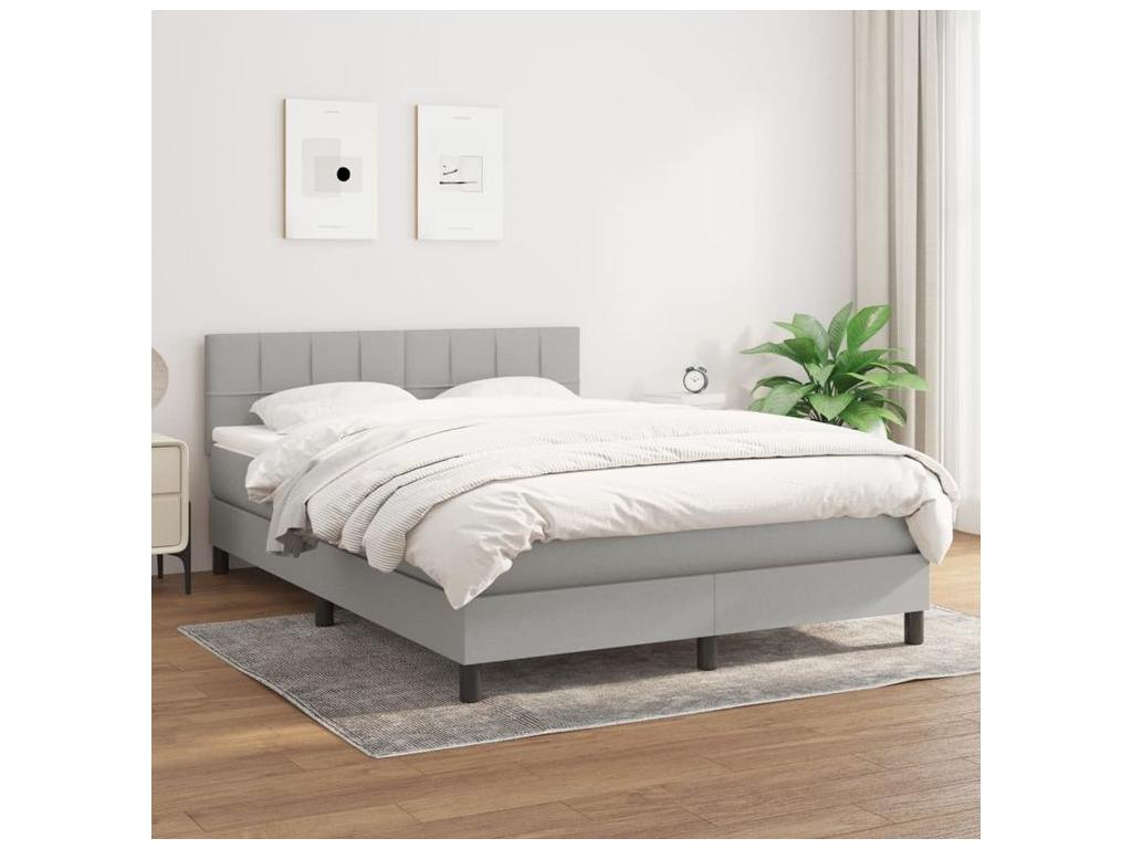 Sommier à Calmetop de lit avec matelas Gris clair 140x200 Tissu 98235FRVG