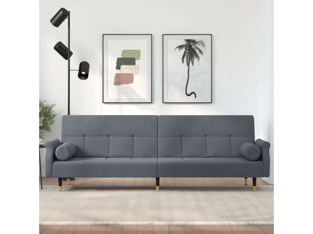 Canapé-lit avec coussins gris velours foncé 90155QDZZ