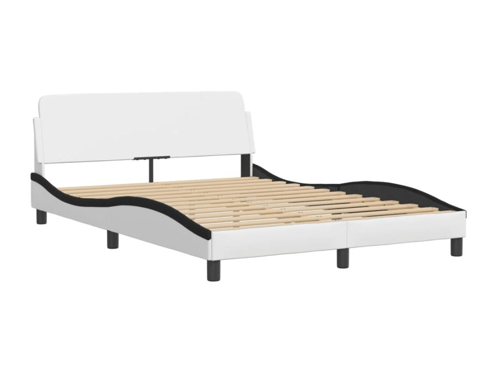 Cadre de lit sans matelas blanc et noir 140x200 cm similicuir 04424YOHY
