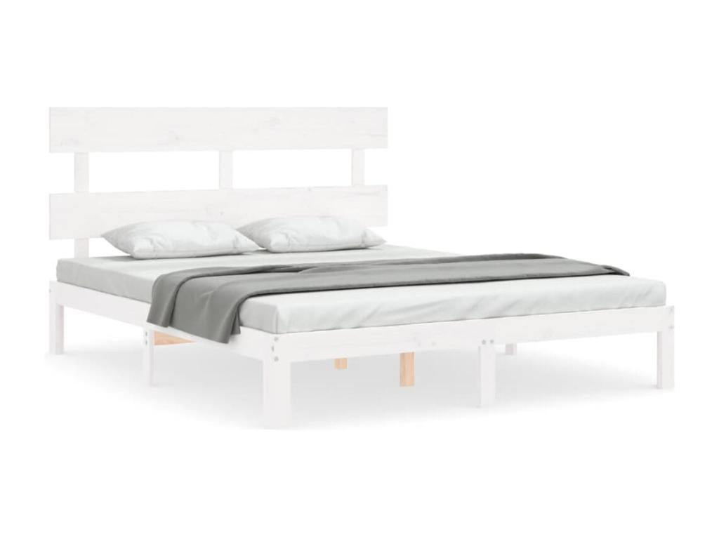 Cadre de lit avec tête de lit blanc 160x200 cm bois massif 29022XPPS