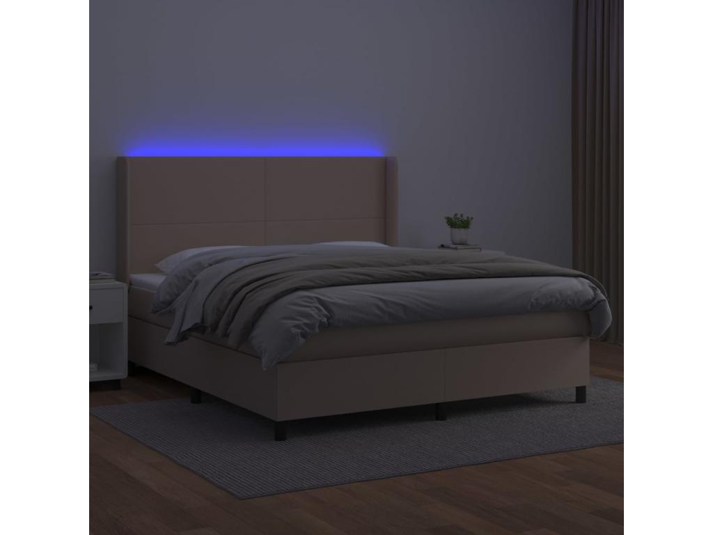 Sommier à Calmetop de lit matelas LED Cappuccino 160x200 cm 04223TBDI