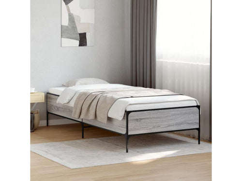Cadre de lit Calmetop gris 90x190 bois d'ingénierie et métal 70484IXEC